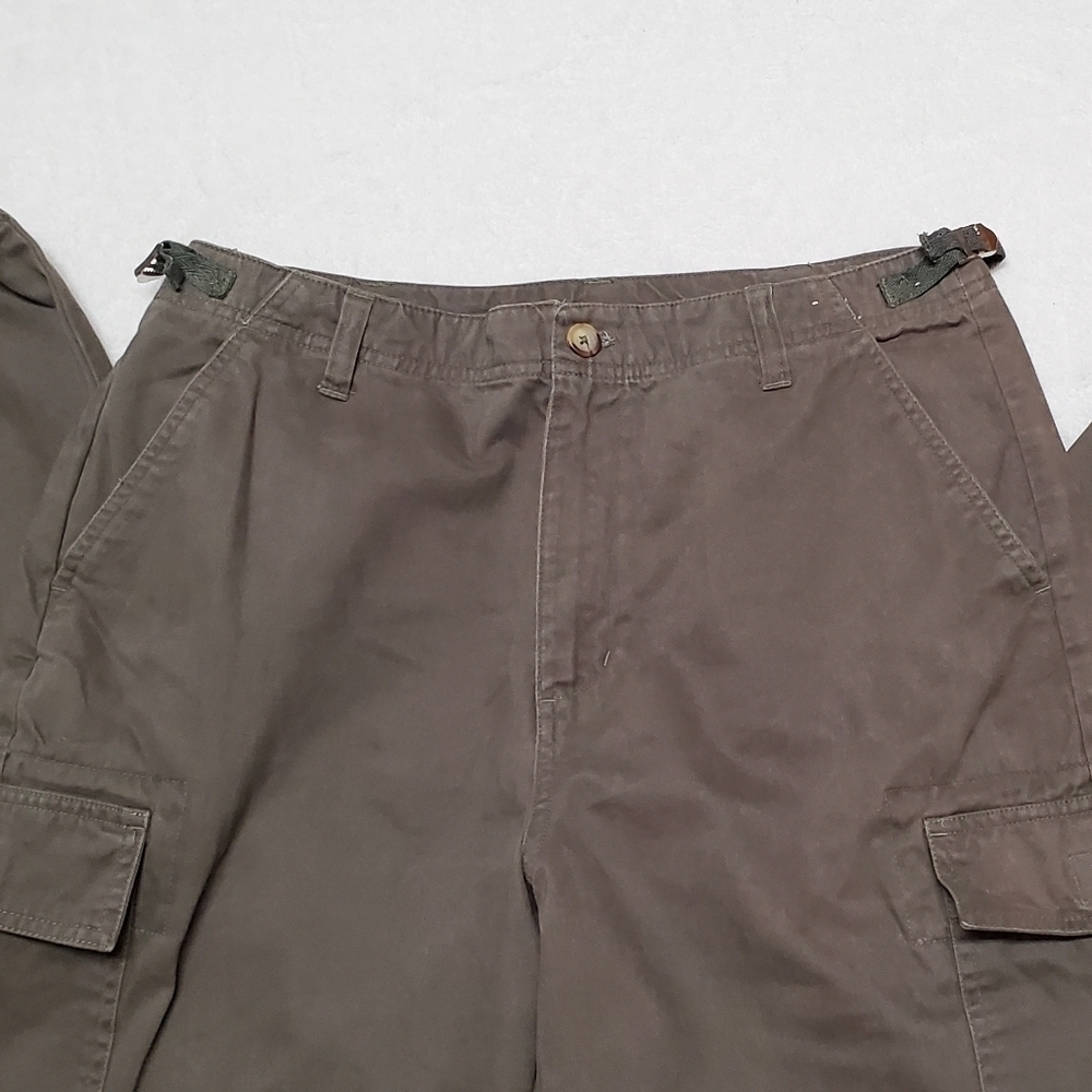 Vintage 1990s Carolina Blues Army Green Khaki Cargo Cropped Ankle Tie Pants - Picture 6 of 14